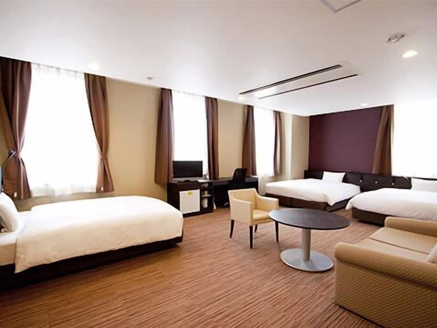 Desk, laptop workspace, blackout curtains, free WiFi