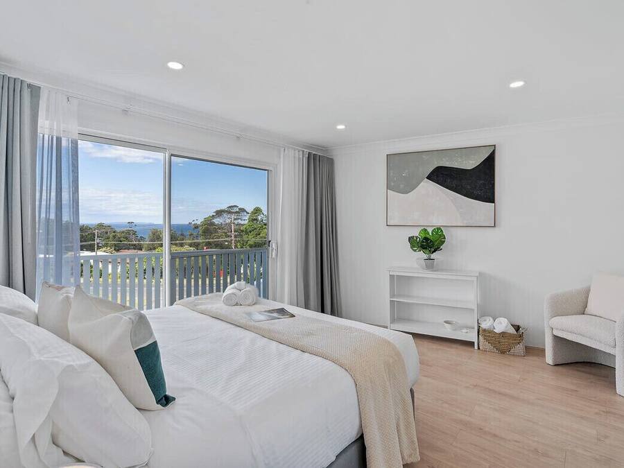 Departamento ejecutivo, 1 habitación, hidromasaje, vista al océano | Sábanas de algodón egipcio y ropa de cama de alta calidad