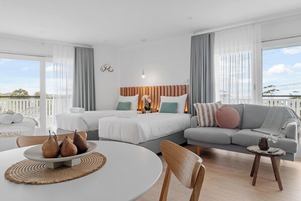 Familienzimmer, Meerblick | Bettwäsche aus ägyptischer Baumwolle, hochwertige Bettwaren