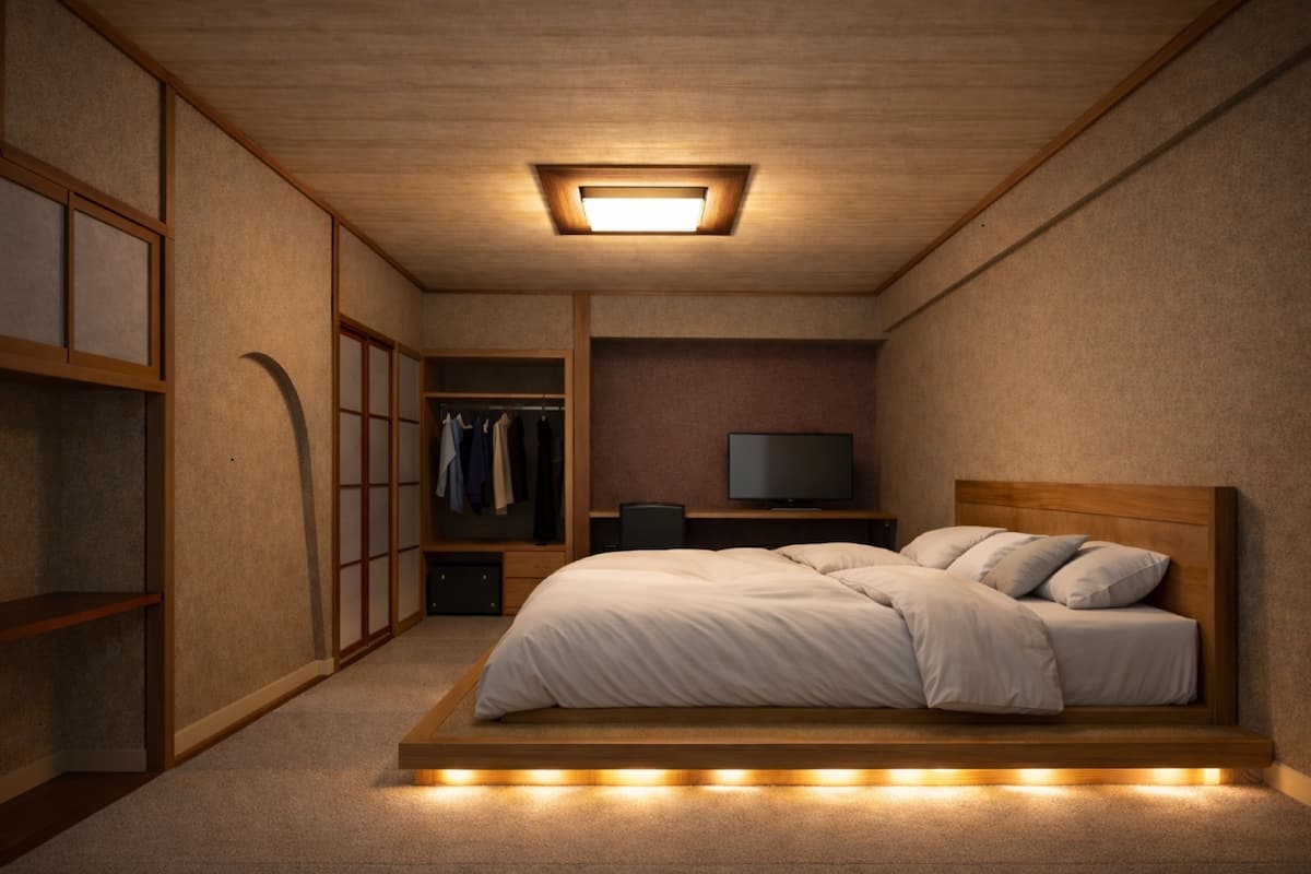 Japanese-Modern Twin Bed + 8-tatami mat Japanese-style room, Non Smoking