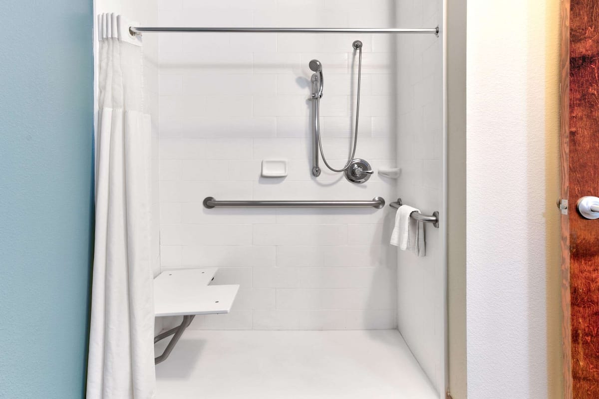 deluxe suite, 1 king bed, accessible, non smoking | bathroom shower