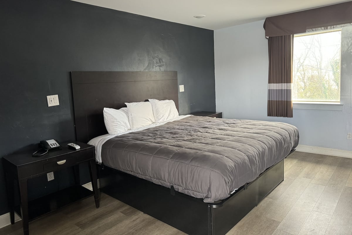 Standaard kamer, 1 kingsize bed, niet-roken | Een kluis op de kamer, een bureau, een strijkplank/strijkijzer