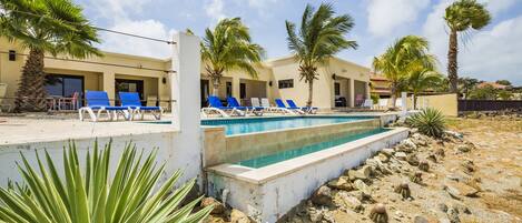 Outdoor pool, sun loungers
