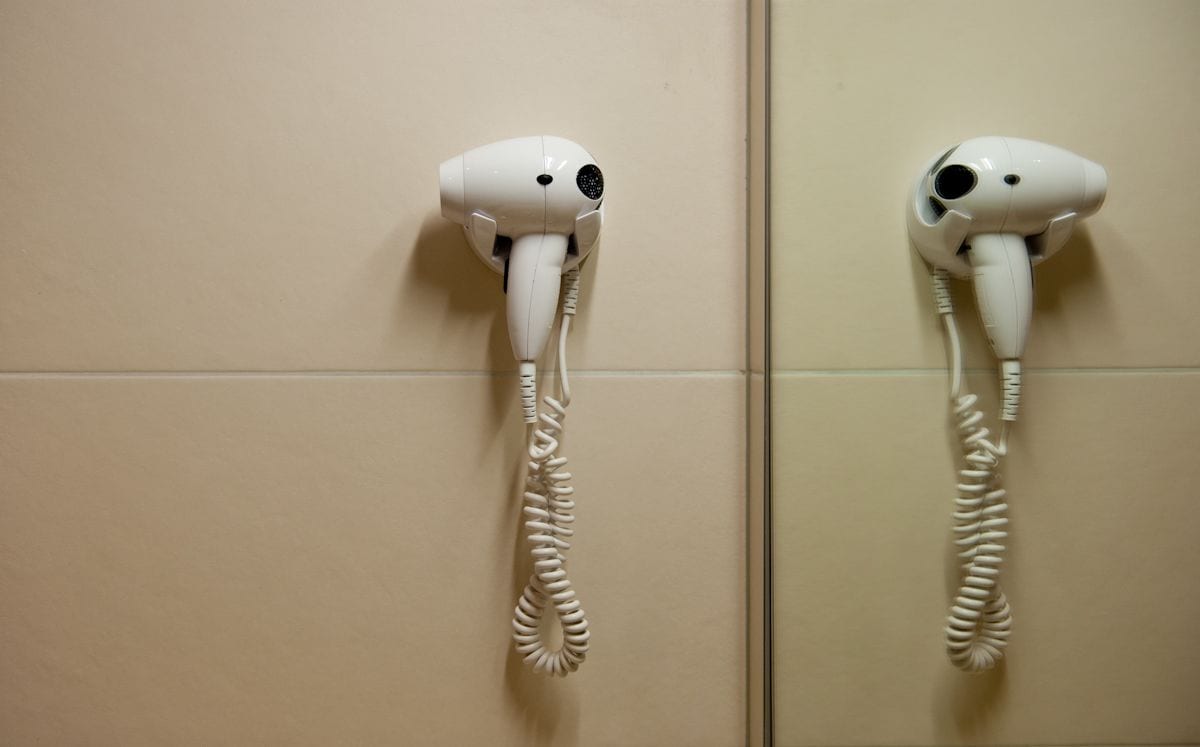 free toiletries, hair dryer, slippers, towels