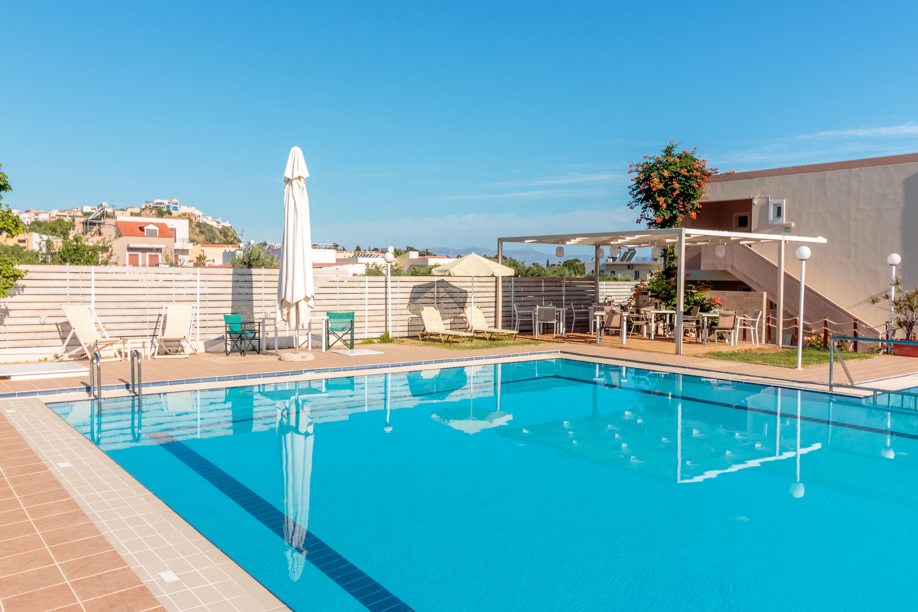 2 outdoor pools, pool umbrellas, pool loungers