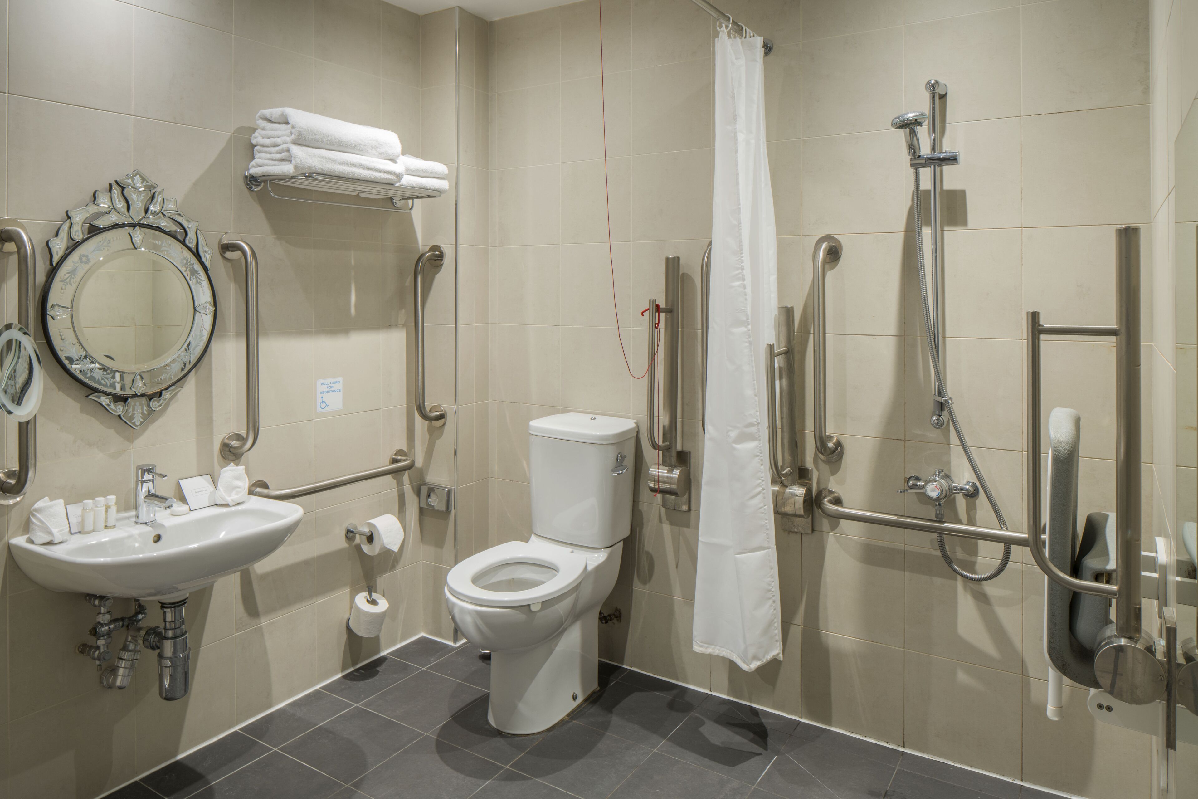 standard double room, accessible (disabled access) | bathroom | designer toiletries, hair dryer, bathrobes, towels