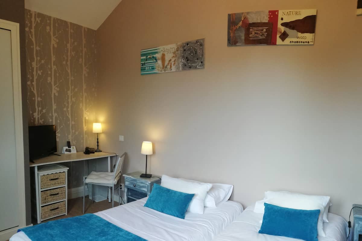Premium bedding, pillow-top beds, desk, soundproofing