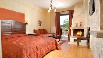 Quarto triplo, lareira | Roupas de cama de algodão egípcio, roupas de cama premium
