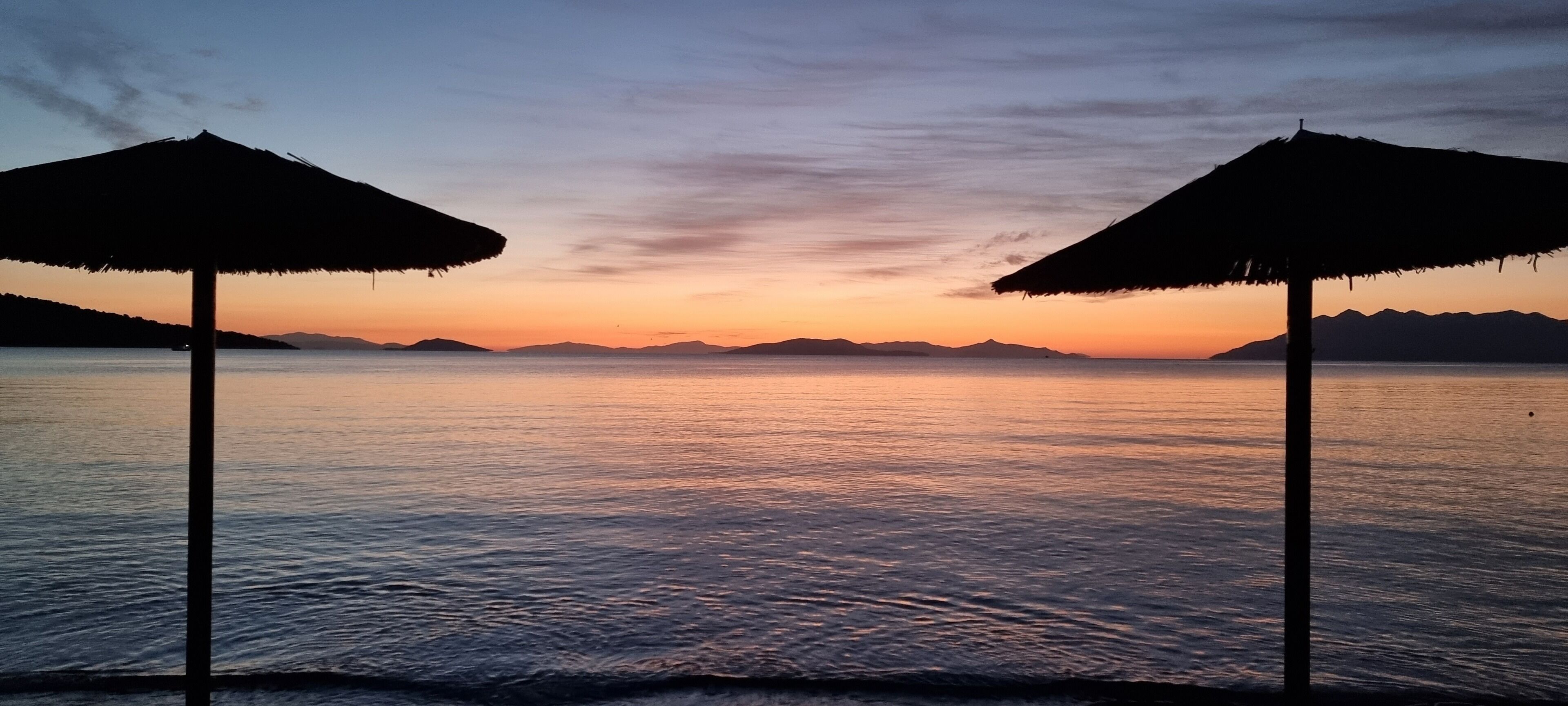 on the beach, sun-loungers, beach umbrellas, beach bar