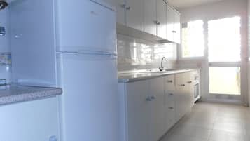 Full-size fridge, microwave, oven, stovetop