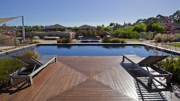 Outdoor pool, pool loungers