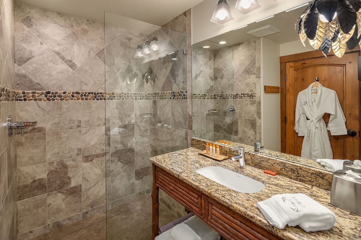 free toiletries, hair dryer, bathrobes, towels