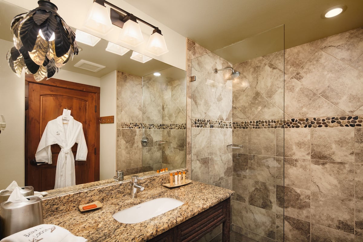 free toiletries, hair dryer, bathrobes, towels