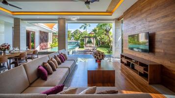 Een 59-inch smart-tv met satellietzenders
