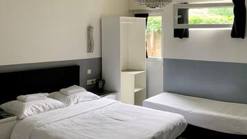 Desk, blackout drapes, iron/ironing board, free WiFi