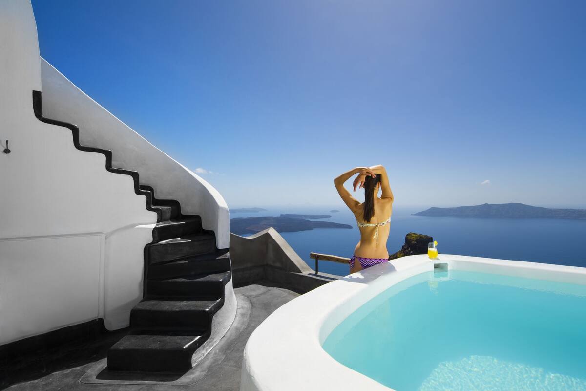 Aurora | Superior Cave Suite with Outdoor Plunge Pool & Caldera View | Privat basseng