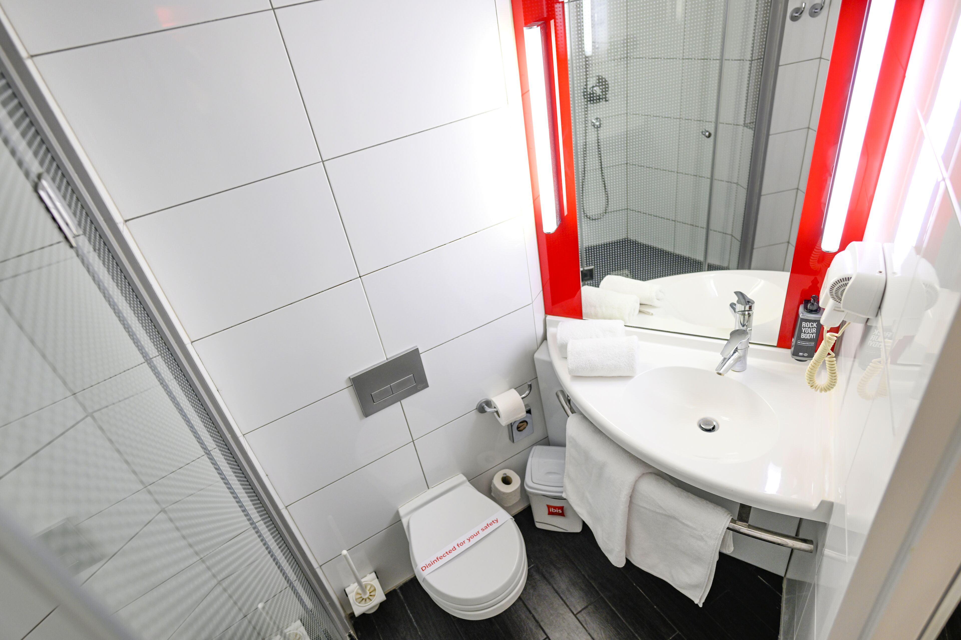 shower, eco-friendly toiletries, hair dryer, slippers