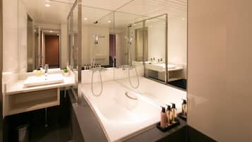 Hair dryer, slippers, soap, shampoo