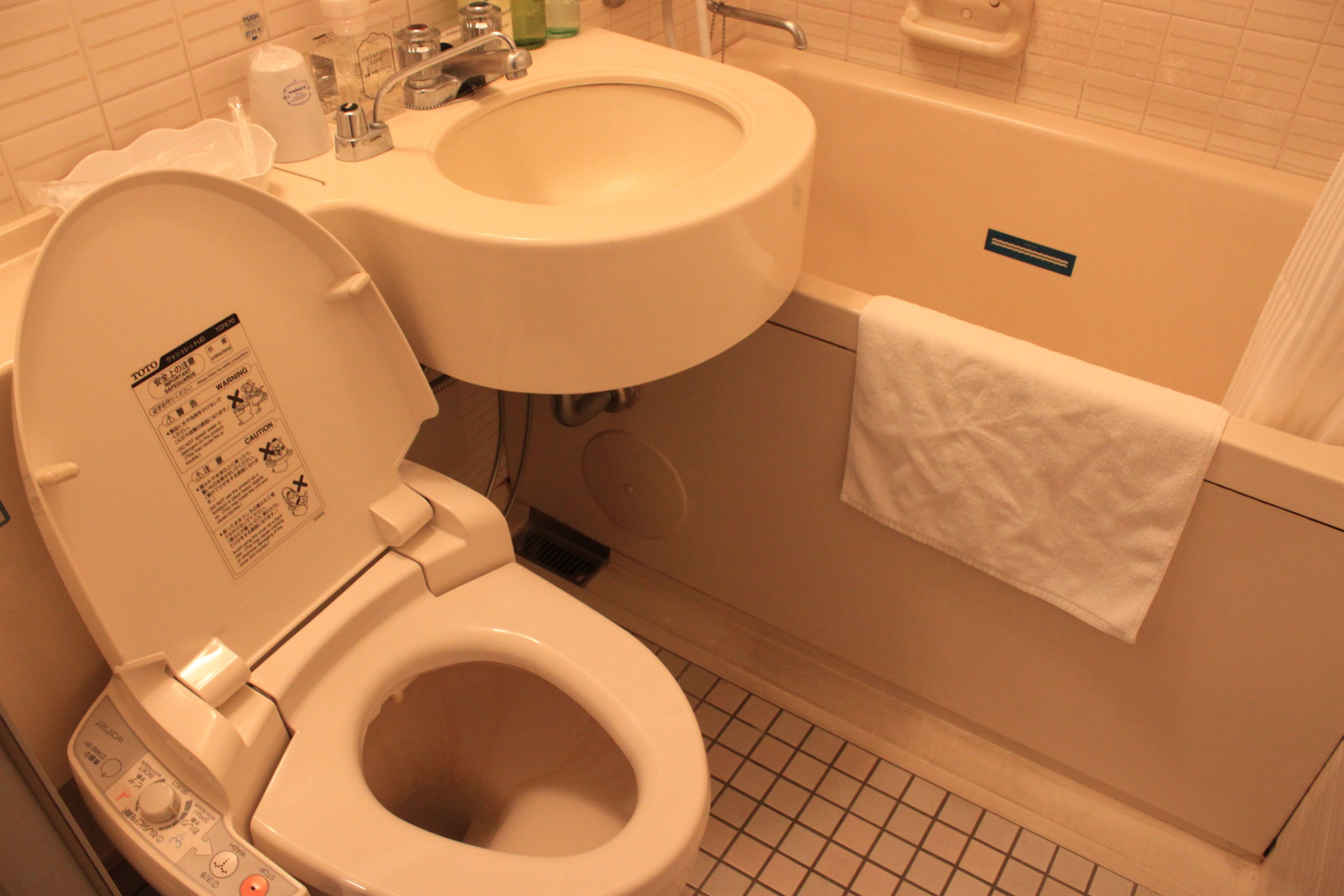 combined shower/bathtub, free toiletries, hair dryer, slippers