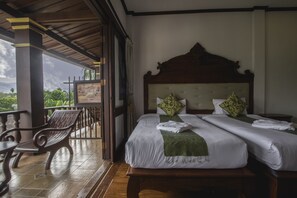 Deluxe Twin Room, 1 Bedroom, Mountain View | Desk, blackout drapes, soundproofing, free WiFi - The View Pavilion (Luang Prabang)