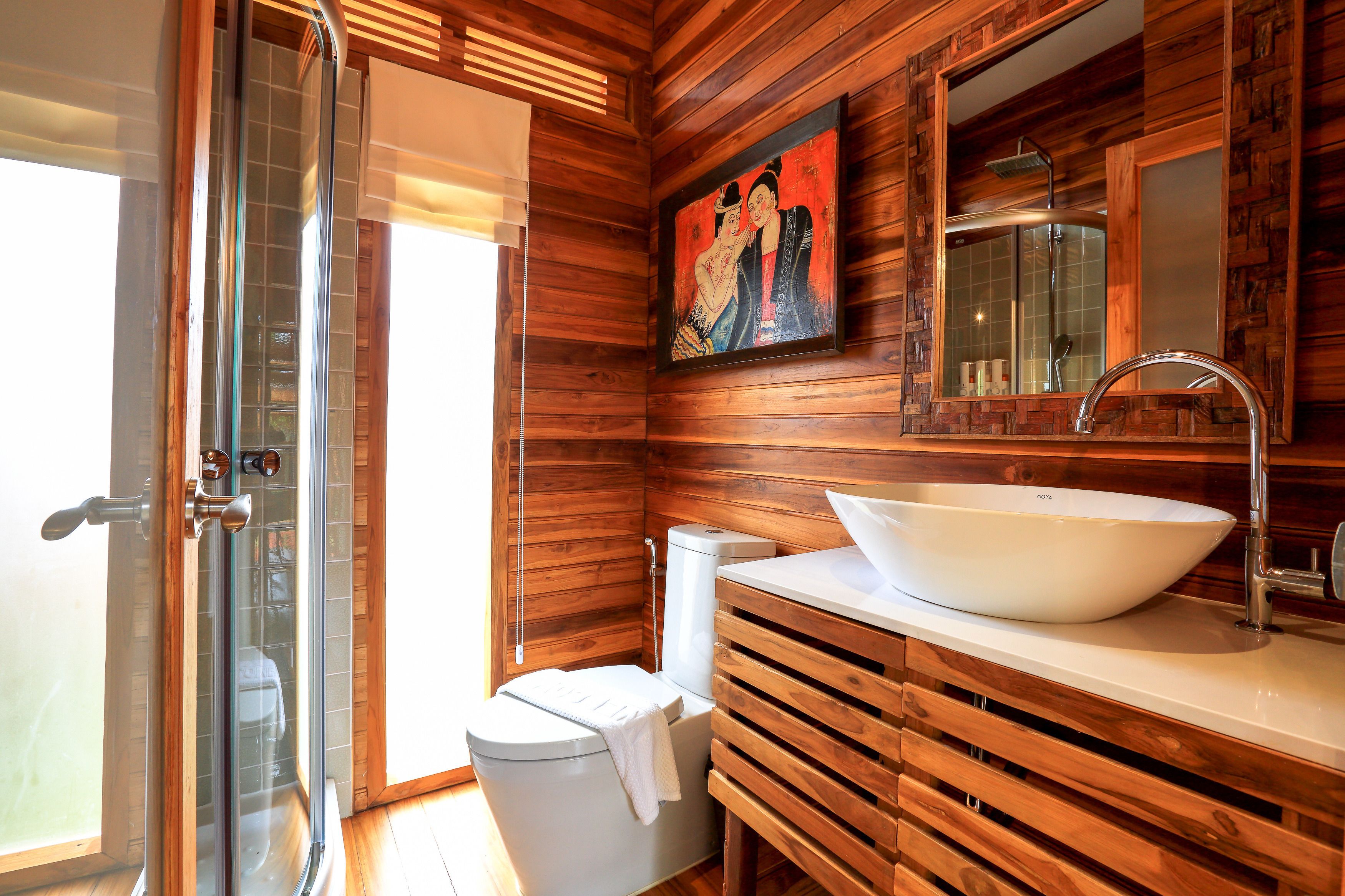 deluxe garden resort | bathroom | shower, rainfall showerhead, free toiletries, hair dryer