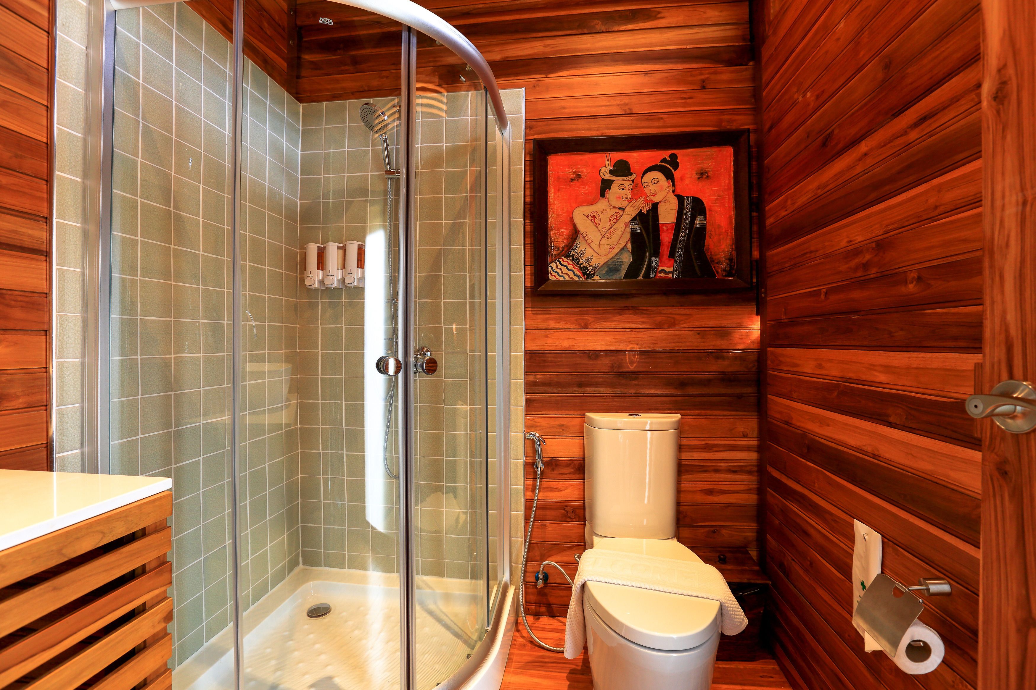 family garden room | bathroom | shower, rainfall showerhead, free toiletries, hair dryer