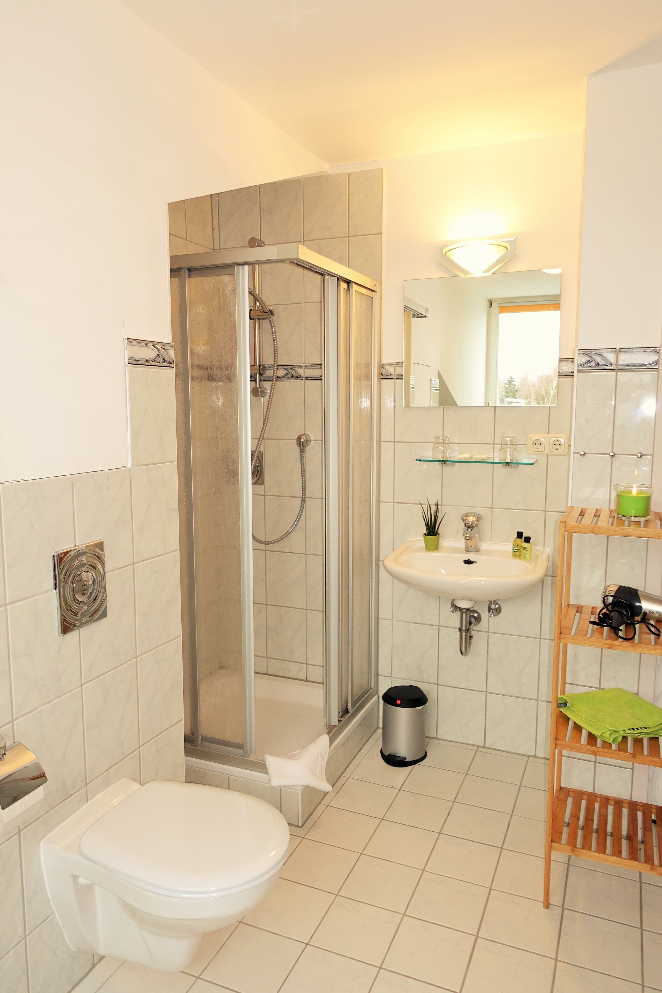 quadruple room, 2 double beds, shared bathroom | bathroom | shower, free toiletries, hair dryer, towels