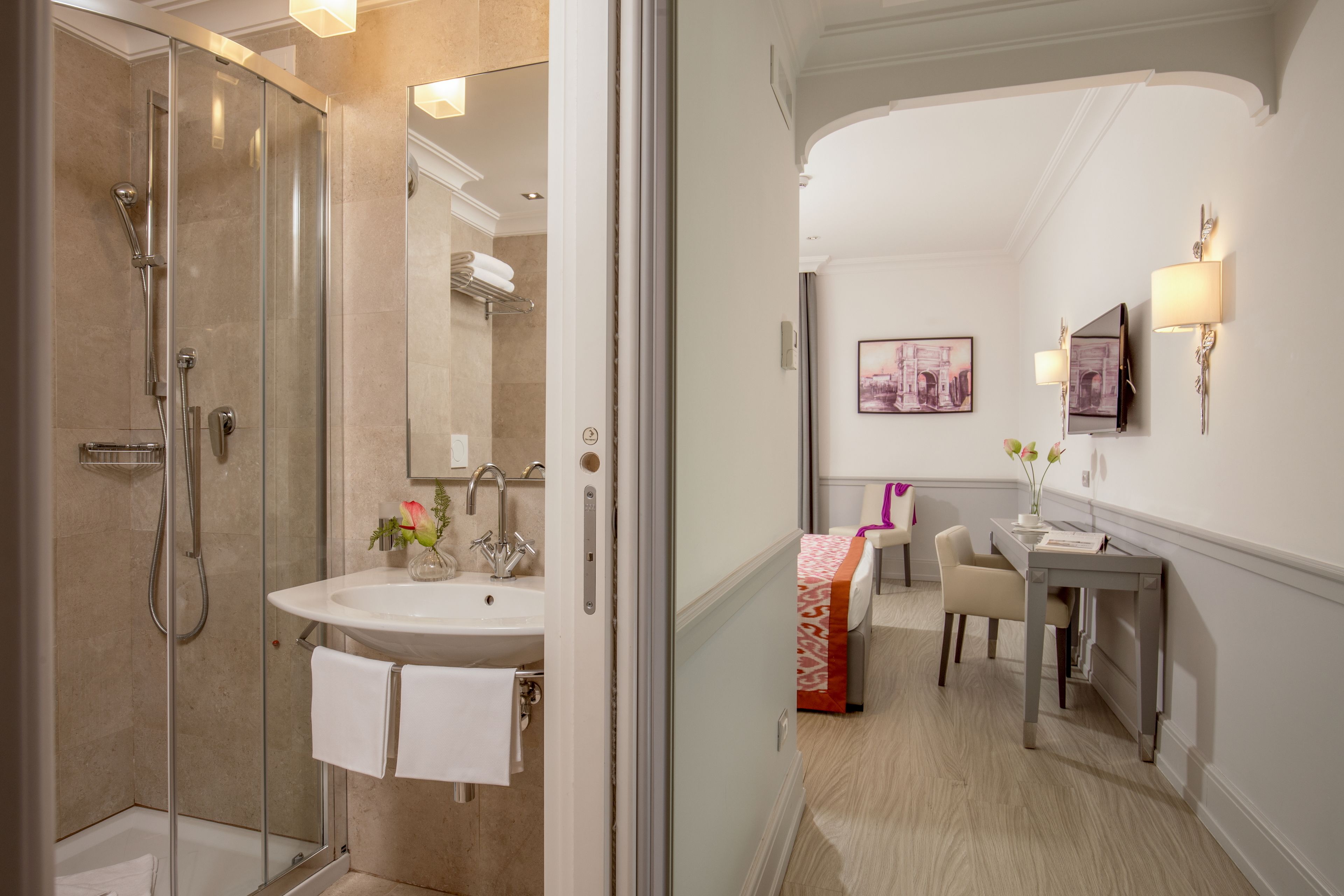 quadruple room | bathroom | free toiletries, hair dryer, slippers, towels