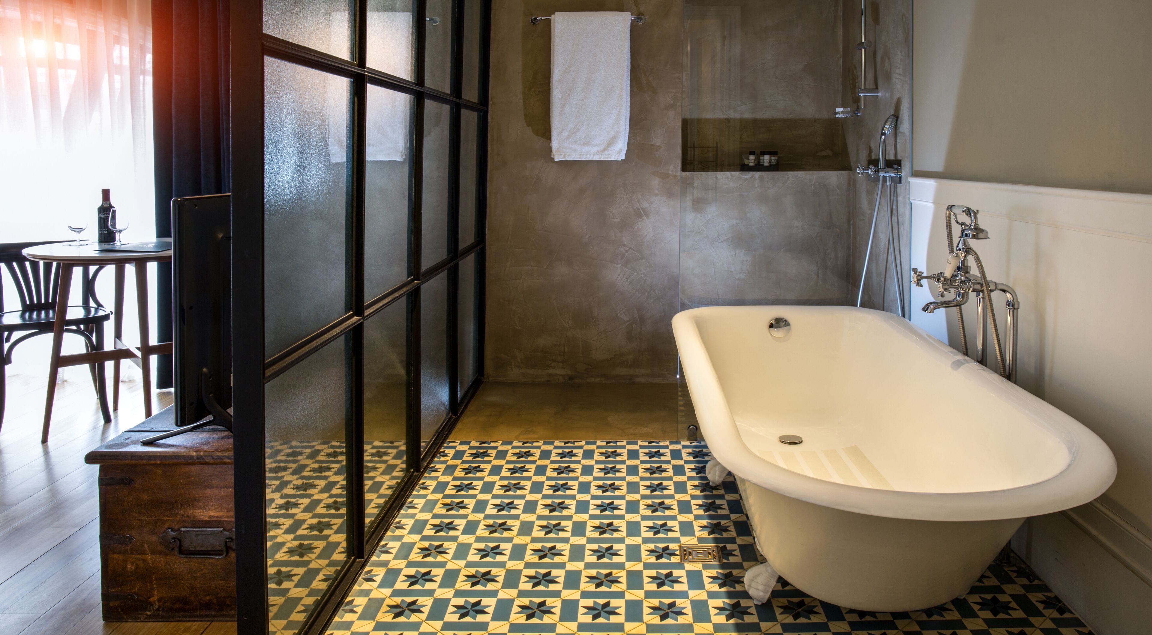 free toiletries, hair dryer, bathrobes, towels