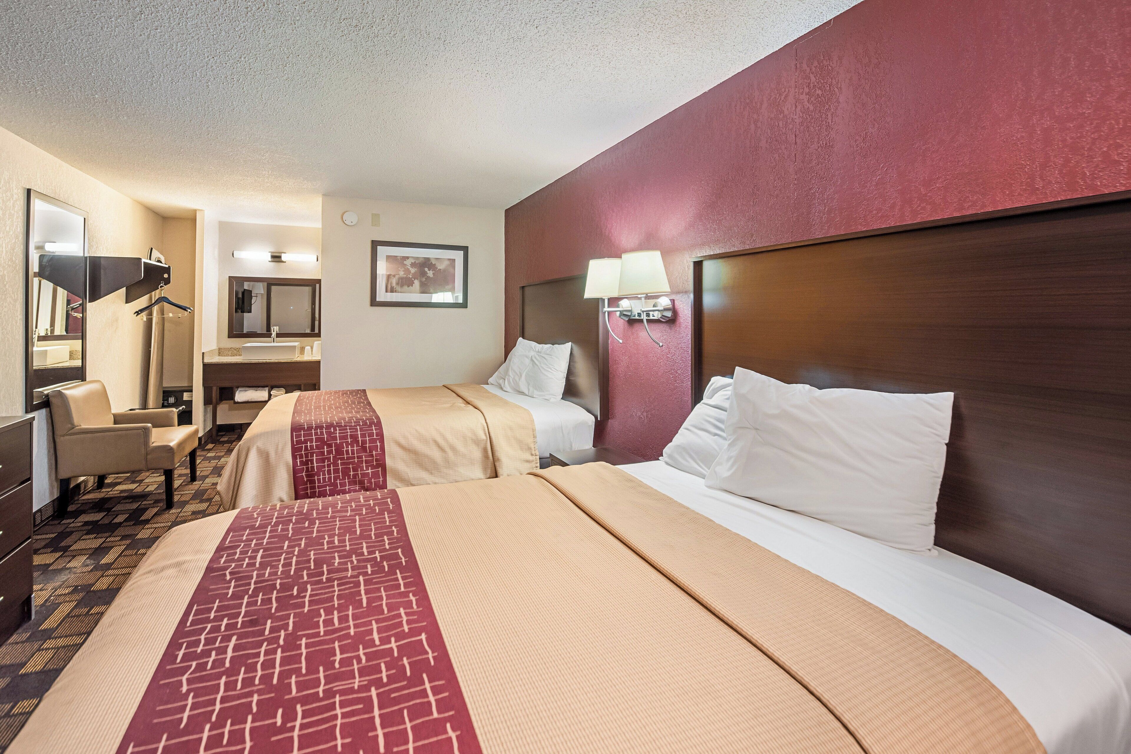 Deluxe Room, 2 Double Beds, Non Smoking | Desk, laptop workspace, blackout curtains, iron/ironing board