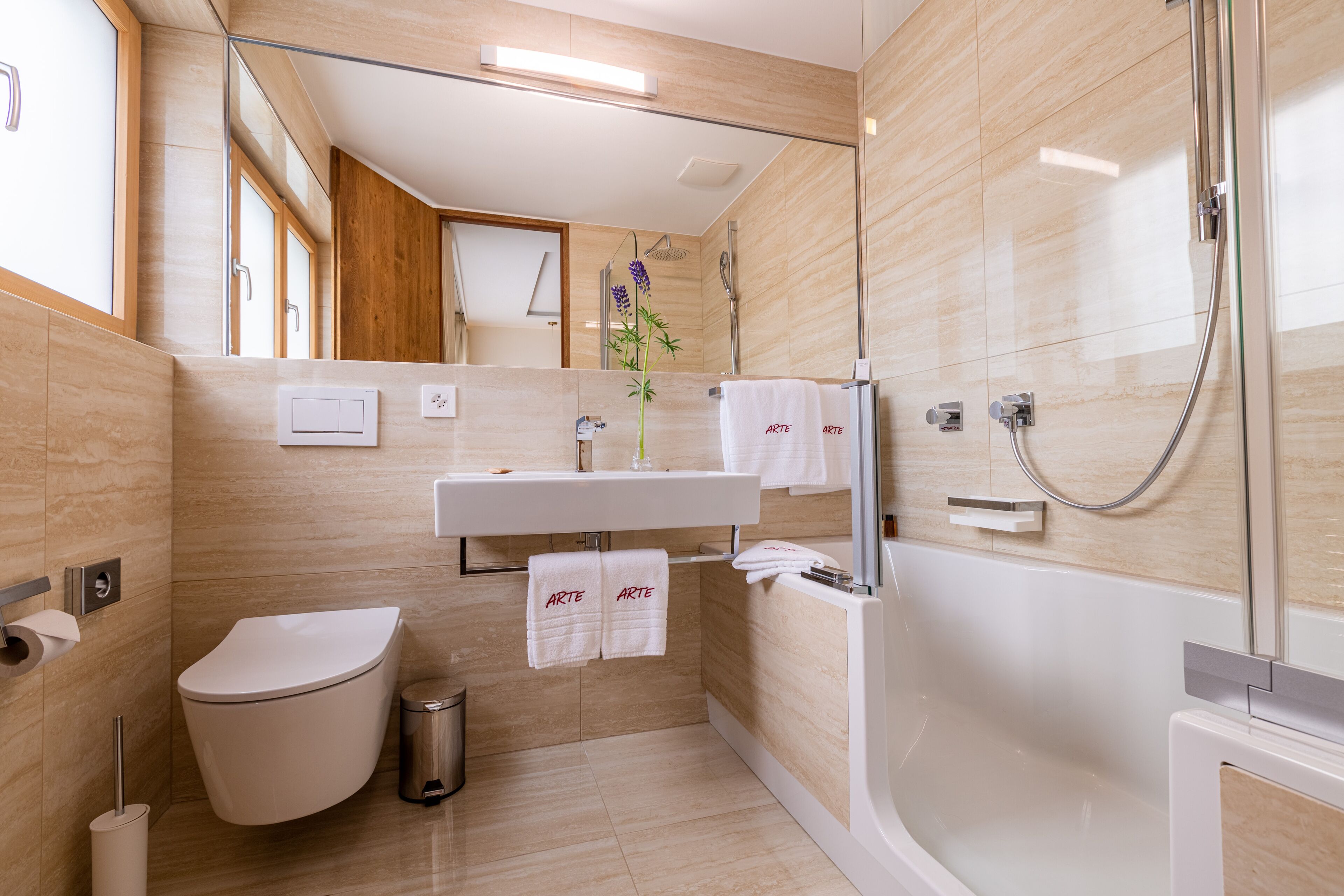 free toiletries, hair dryer, towels