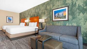 Desk, blackout drapes, iron/ironing board, free cribs/infant beds