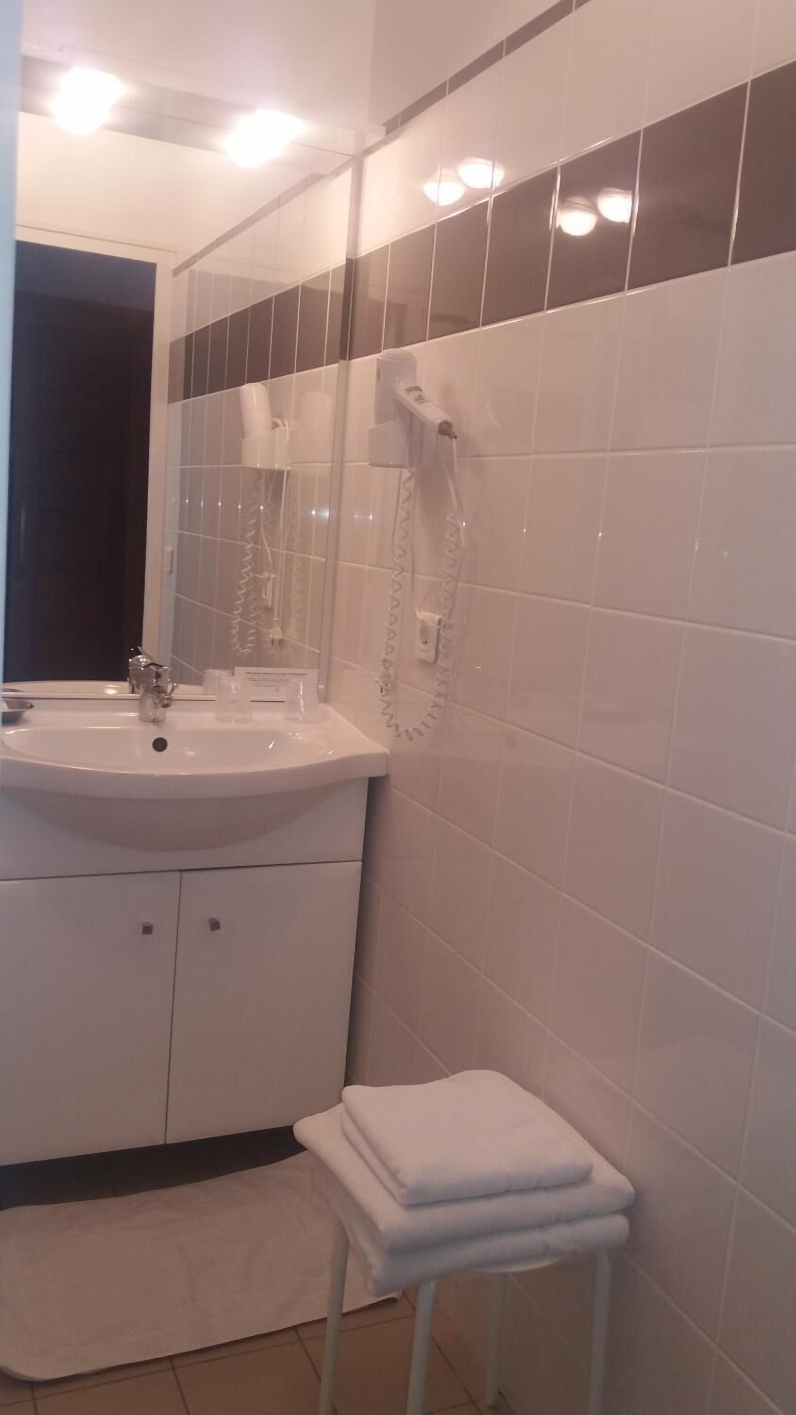 free toiletries, hair dryer, towels