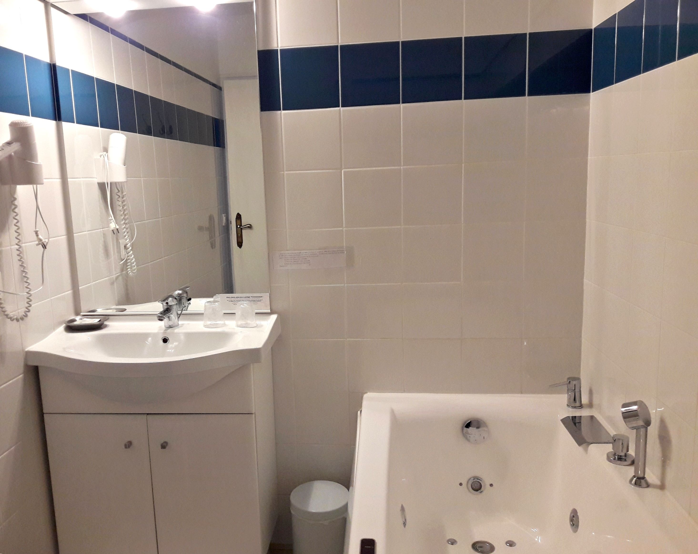 free toiletries, hair dryer, towels