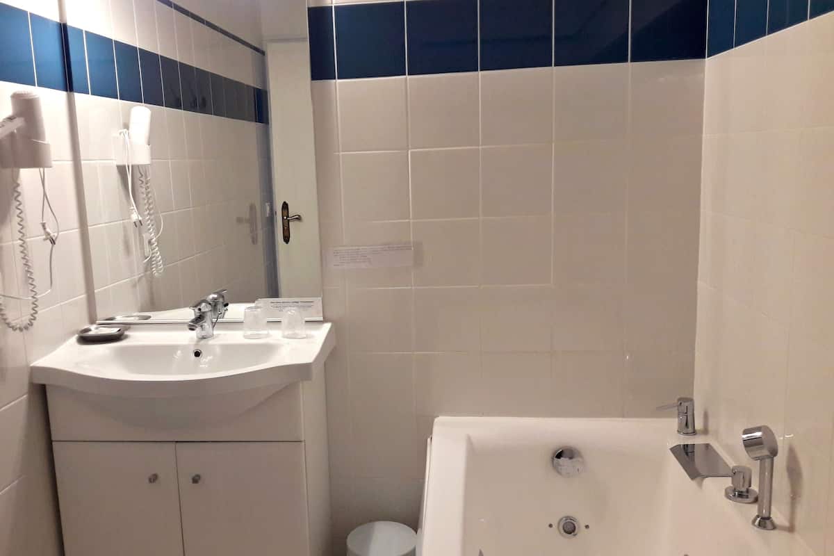 free toiletries, hair dryer, towels