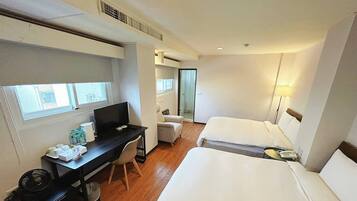 Down comforters, desk, blackout drapes, free WiFi