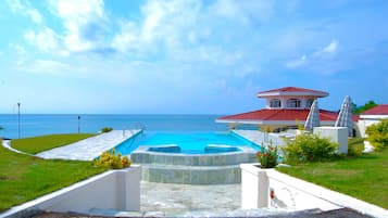 On the beach, sun-loungers, scuba diving, snorkelling