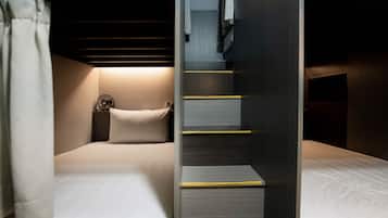 Hypo-allergenic bedding, down duvets, blackout curtains, soundproofing