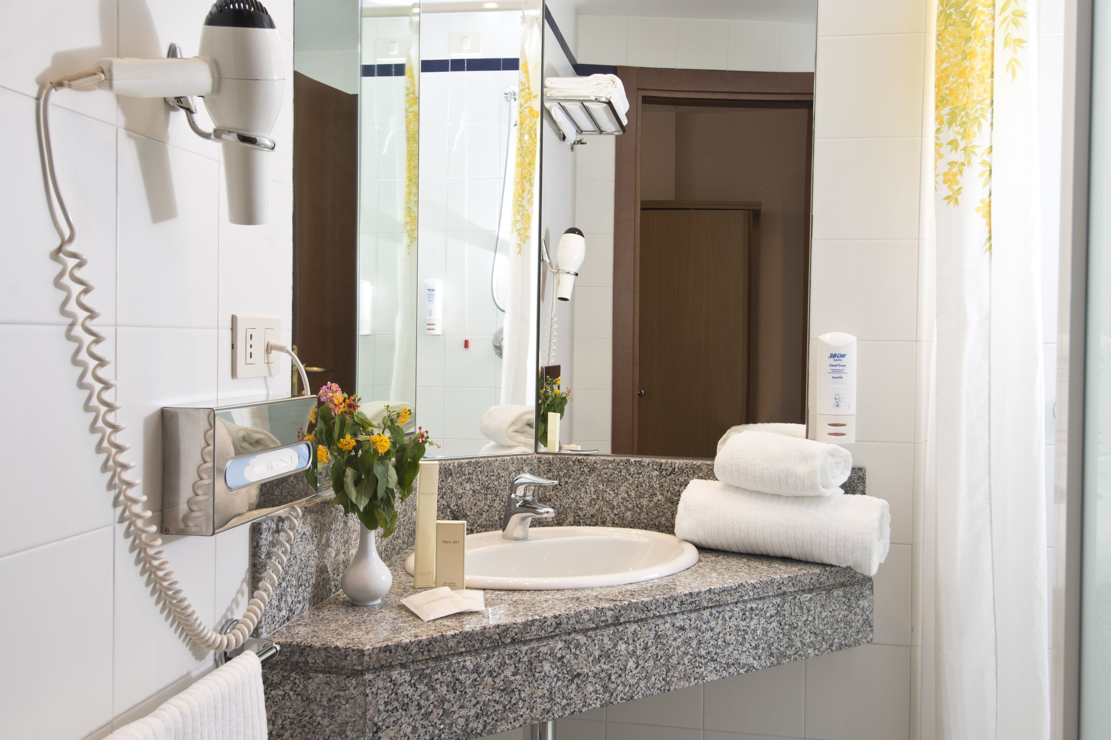 shower, free toiletries, hair dryer, bidet