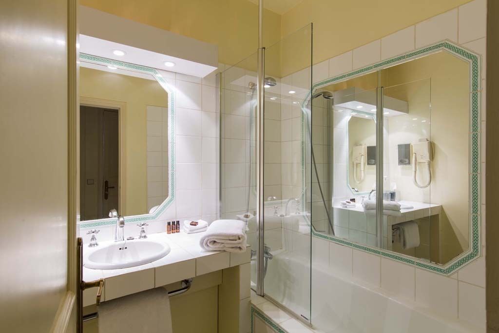 standard room, 1 double bed | bathroom | designer toiletries, hair dryer, towels