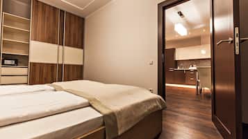 2 bedrooms, in-room safe, soundproofing, iron/ironing board