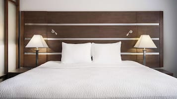 Pillowtop beds, desk, laptop workspace, blackout drapes