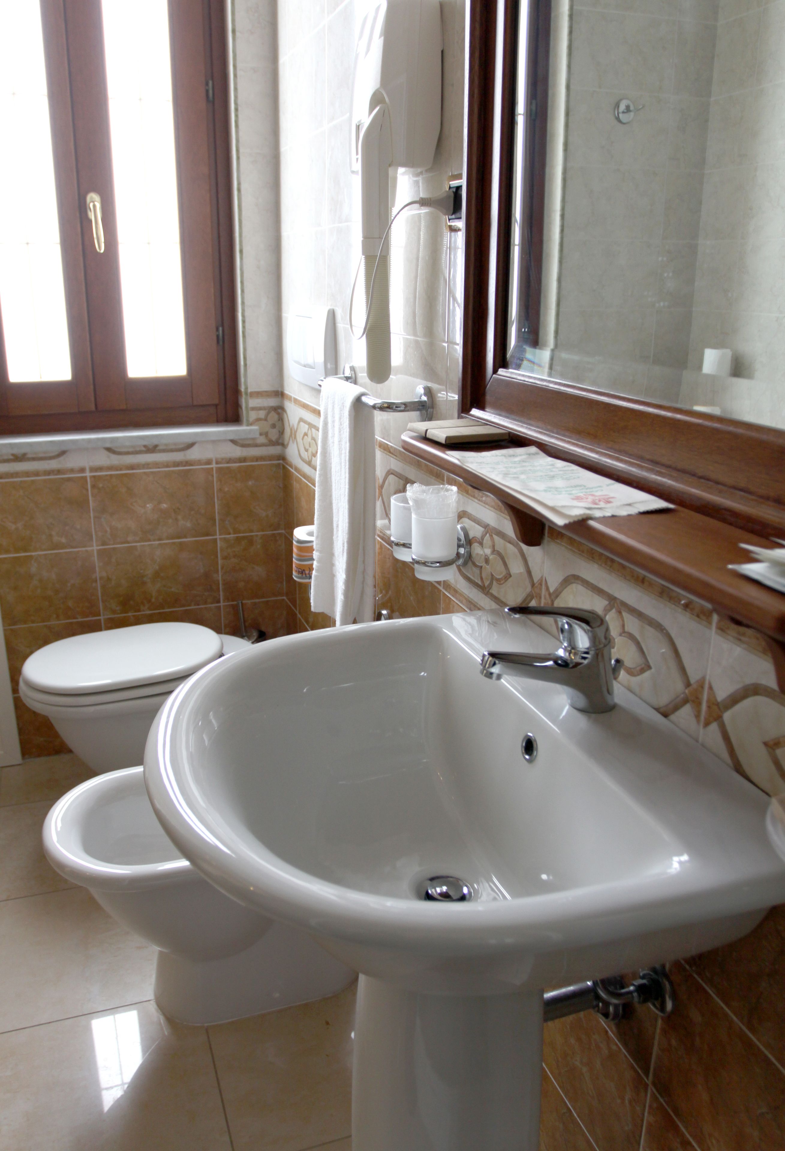 shower, free toiletries, hair dryer, bidet