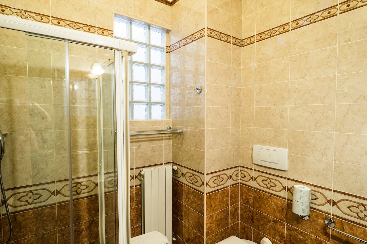 shower, free toiletries, hair dryer, bidet