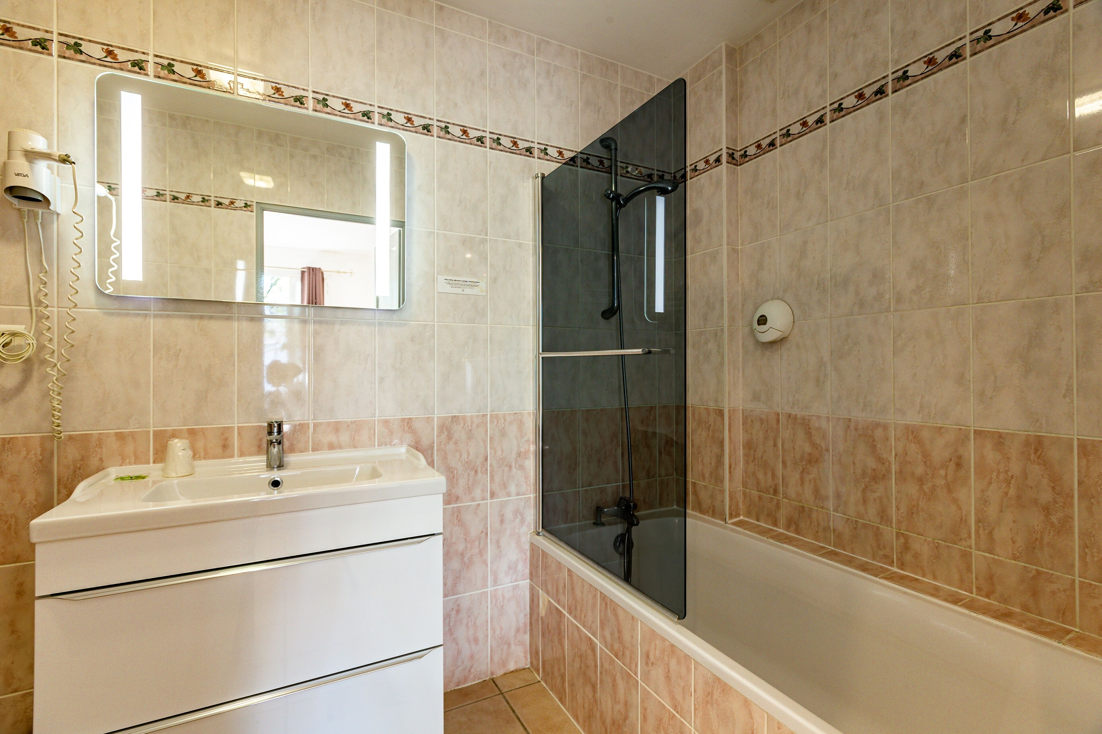 free toiletries, hair dryer, towels