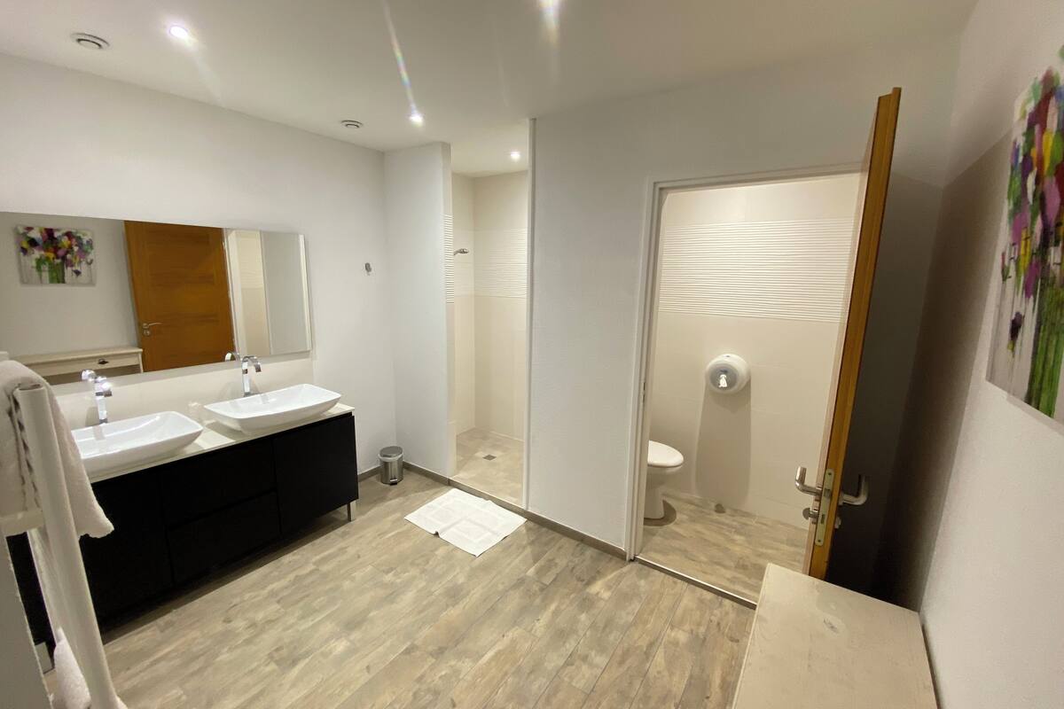 double room | bathroom | free toiletries, hair dryer, towels