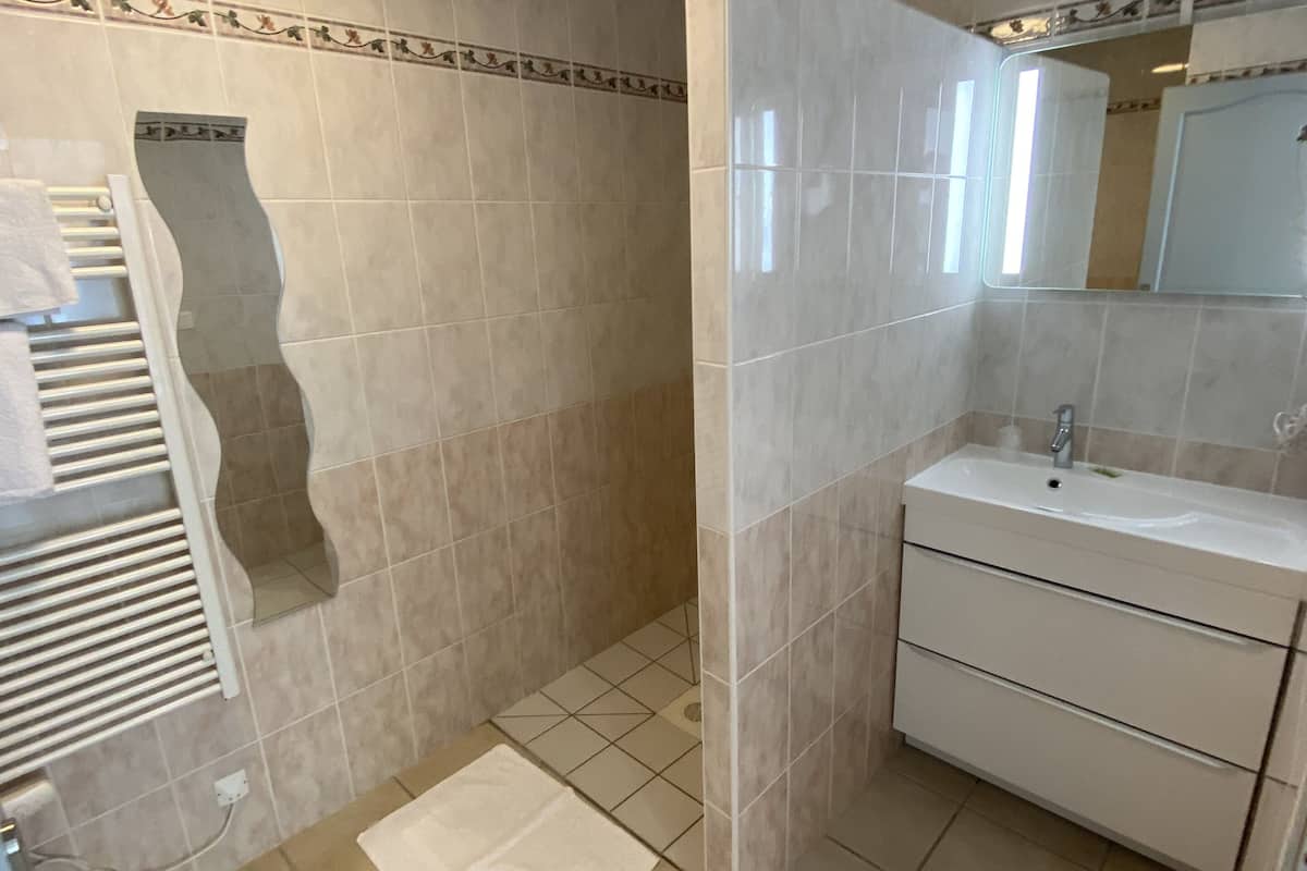 free toiletries, hair dryer, towels