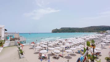 On the beach, white sand