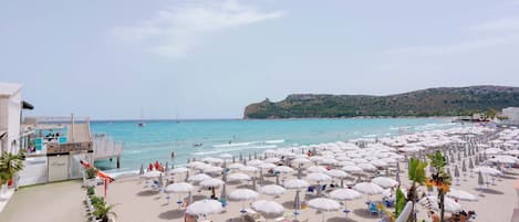 On the beach, white sand