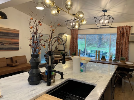 Premium House, Kitchen, Mountain View | Private kitchen | Full-size fridge, microwave, coffee/tea maker